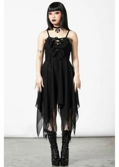 Killstar Anshee Mesh Lace-Up Dress Black
