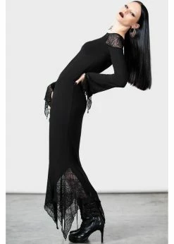 Killstar Spiderella Spiderweb Maxi Dress Black