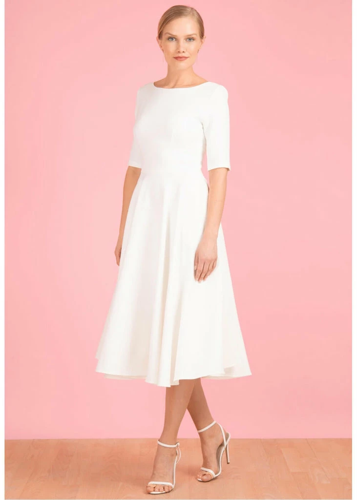 Pretty Dress Company Hepburn 50's Swing Dress Ivory - Image 5