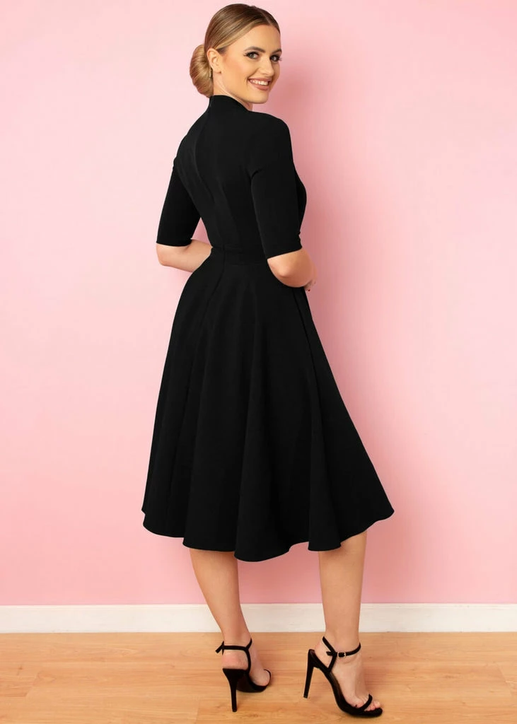 Pretty Dress Company Leyla 50's Midi Swing Dress Black - Image 2