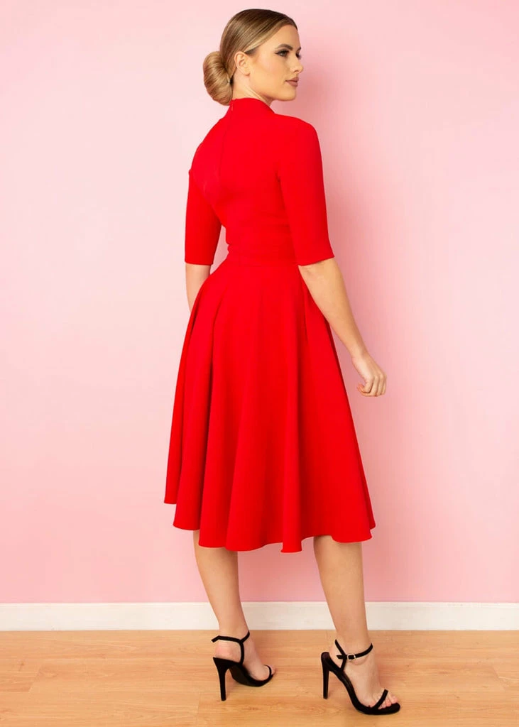 Pretty Dress Company Leyla 50's Midi Swing Dress Red - Image 2