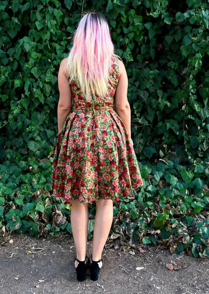 Retrolicious Elizabeth Pomegranate 50's Swing Dress Multi - Image 5