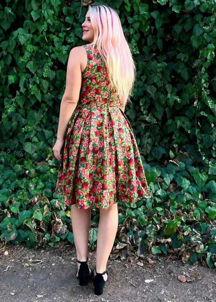 Retrolicious Elizabeth Pomegranate 50's Swing Dress Multi - Image 4