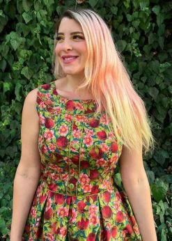 Retrolicious Elizabeth Pomegranate 50's Swing Dress Multi