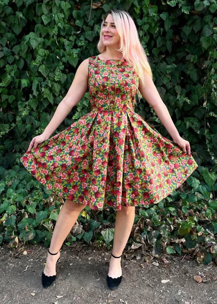 Retrolicious Elizabeth Pomegranate 50's Swing Dress Multi - Image 3