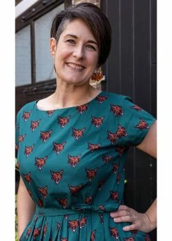 Run & Fly Foxy 50's Swing Dress Green