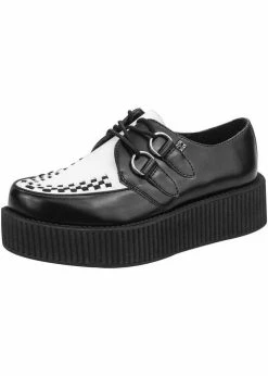 T.U.K Viva Hi Sole Leather Creepers Black White