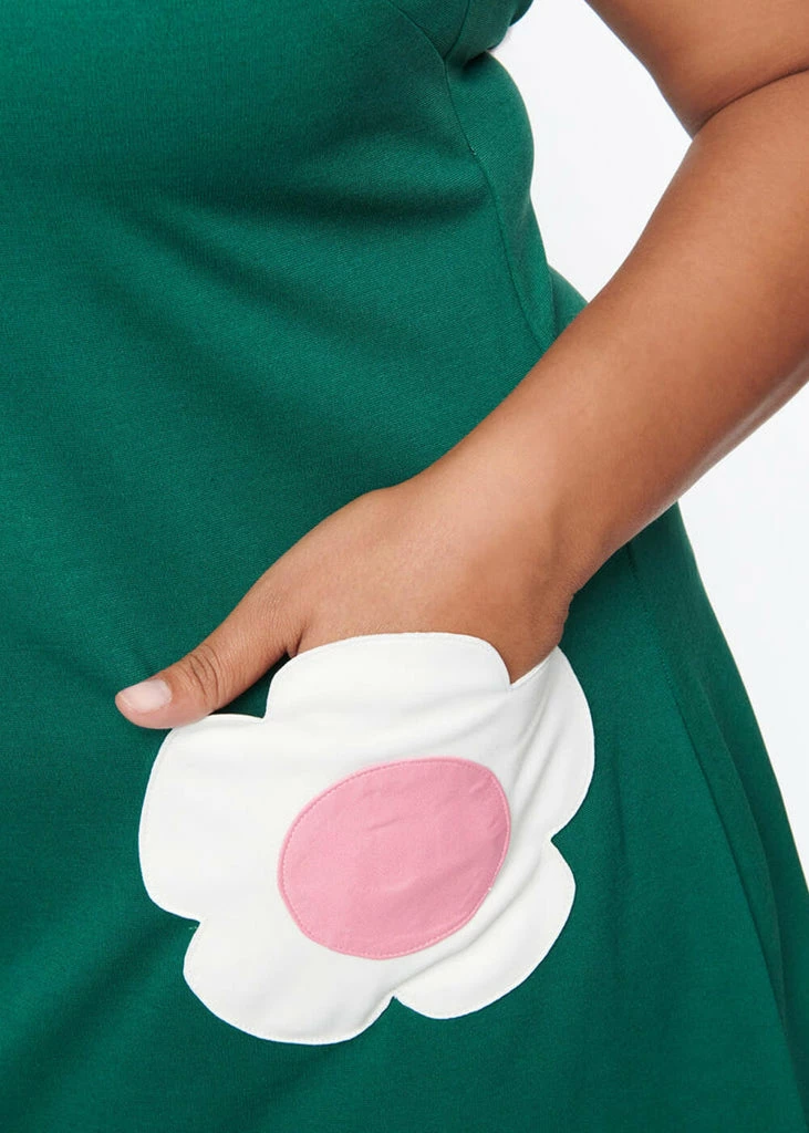 Unique Vintage Smak Parlour Gossip Daisy Haute 60's Short Dress Emerald Pink - Image 2