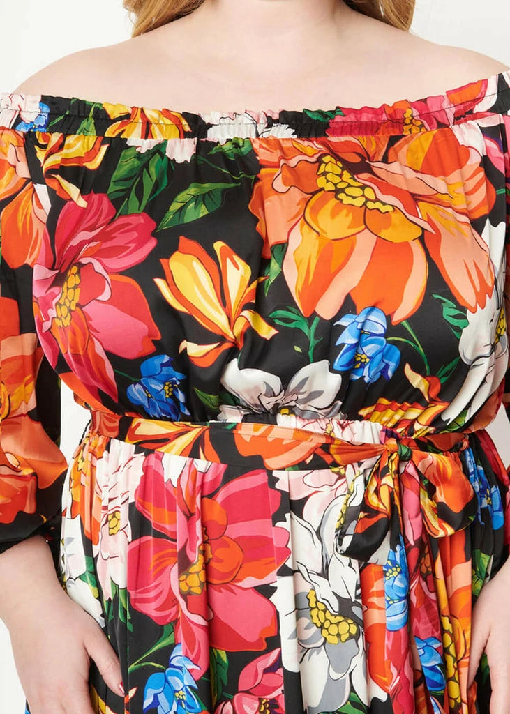 Unique Vintage Sweet Escape 70's Maxi Dress Black Pink - Image 3