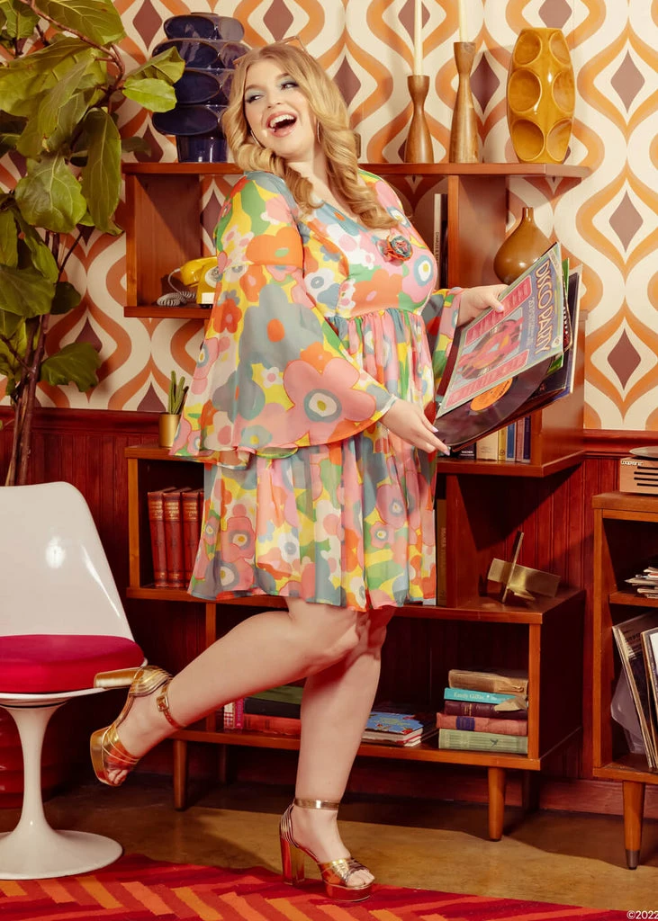 Unique Vintage X Barbie Oversized Floral 60's Babydoll Dress Multi - Image 2