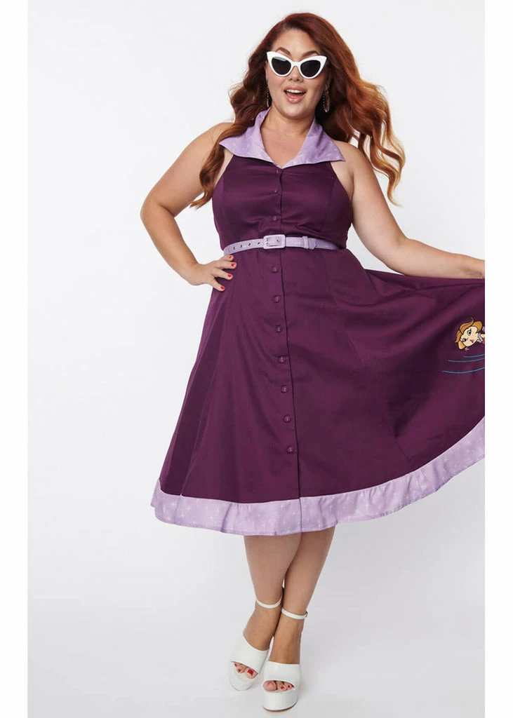 Unique Vintage X Jetsons Jane 60's Swing Dress Purple - Image 5