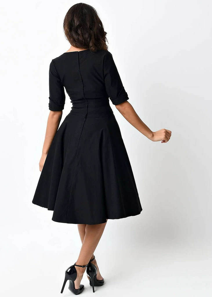 Unique Vintage Delores 50's Swing Dress Black - Image 6