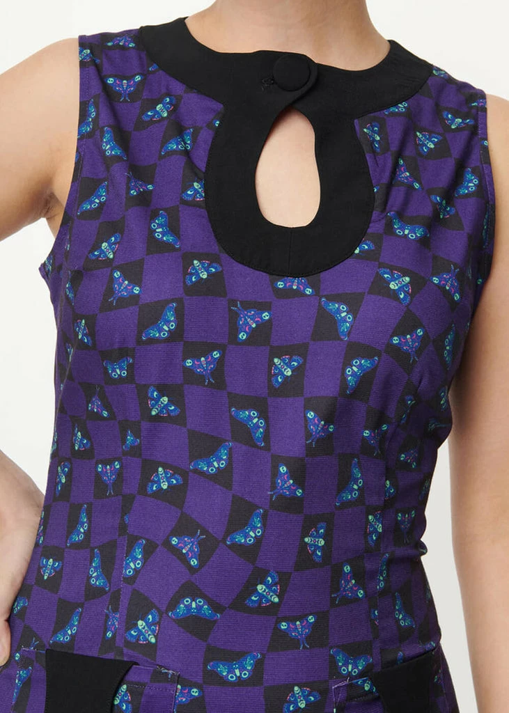 Unique Vintage Smak Parlour Death Head Moth 60's Mini Dress Black - Image 4