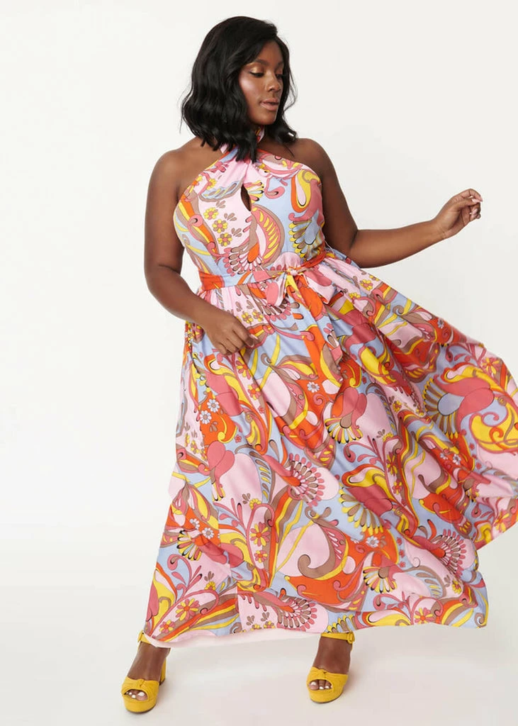 Unique Vintage Smak Parlour Budding Romance Summer 70's Paisley Maxi Dress Multi - Image 5