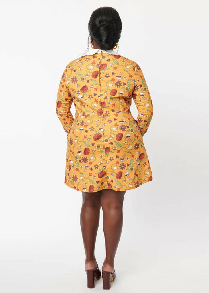 Unique Vintage Smak Parlour Garden Party 60's A-Line Dress Mustard - Image 6